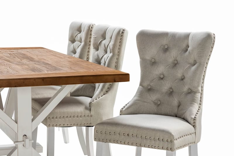 Lyon Förlängningsbar Matgrupp 200 cm inkl 6 Bergviken Stolar - Brun/Vit - Möbler - Bord & matgrupp - Matgrupp