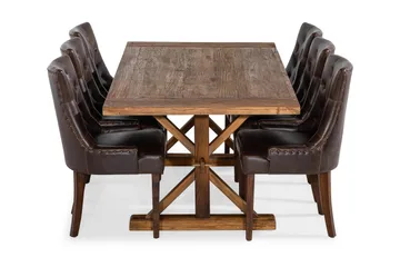 Lyon Förlängningsbar Matgrupp 200 cm med 6 Tuva Fåtölj - Natur/Brun - Möbler - Bord & matgrupp - Matgrupp