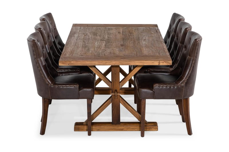 Lyon Förlängningsbar Matgrupp 200 cm med 6 Tuva Fåtölj - Natur/Brun - Möbler - Bord & matgrupp - Matgrupp