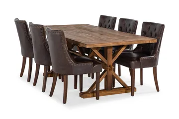 Lyon Förlängningsbar Matgrupp 200 cm med 6 Tuva Fåtölj - Natur/Brun - Möbler - Bord & matgrupp - Matgrupp