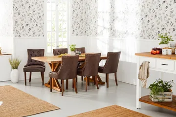 Lyon Förlängningsbar Matgrupp 200 cm med 6 Tuva Fåtölj - Natur/Brun - Möbler - Bord & matgrupp - Matgrupp