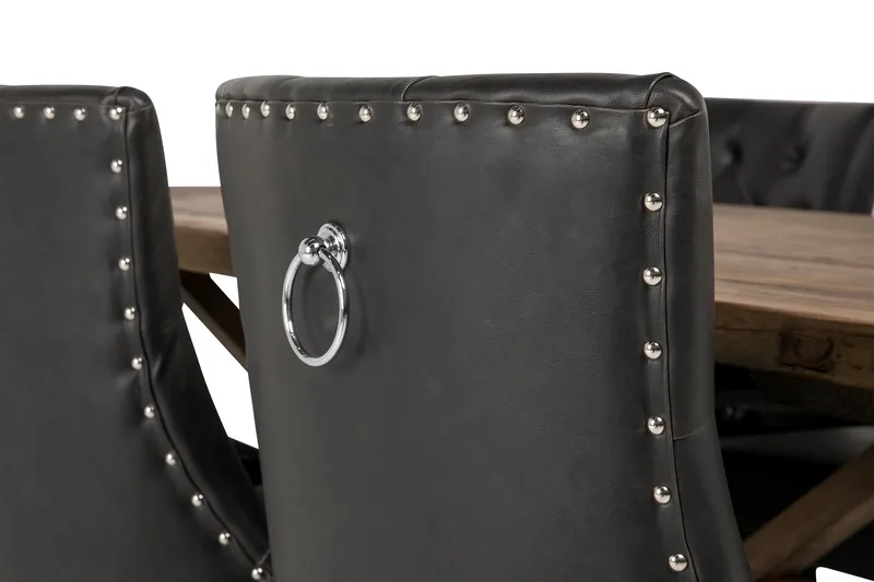 Lyon Förlängningsbar Matgrupp 200 cm med 6 Tuva Fåtölj - Natur/Svart - Möbler - Bord & matgrupp - Matgrupp