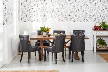 Lyon Förlängningsbar Matgrupp 200 cm med 6 Tuva Fåtölj - Natur/Svart - Möbler - Bord & matgrupp - Matgrupp