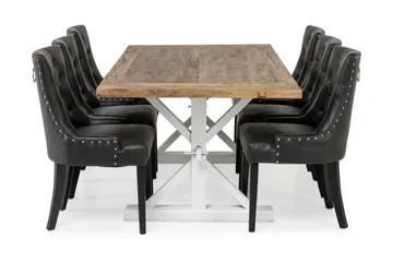 Lyon Förlängningsbar Matgrupp 200 cm med 6 Tuva Fåtölj - Natur/Vit/Svart - Möbler - Bord & matgrupp - Matgrupp