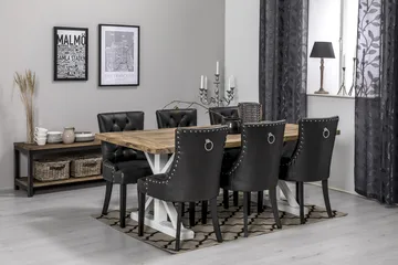 Lyon Förlängningsbar Matgrupp 200 cm med 6 Tuva Fåtölj - Natur/Vit/Svart - Möbler - Bord & matgrupp - Matgrupp