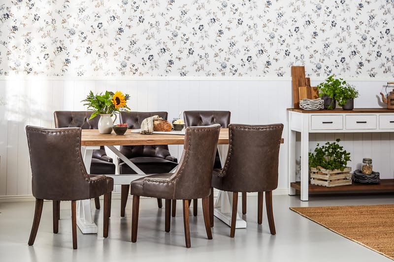 Lyon Förlängningsbar Matgrupp 200 cm med 6 Tuva Stol - Natur/Vit/Brun - Möbler - Bord & matgrupp - Matgrupp