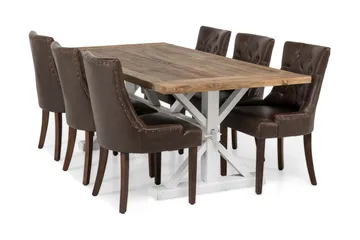 Lyon Förlängningsbar Matgrupp 200 cm med 6 Tuva Stol - Natur/Vit/Brun - Möbler - Bord & matgrupp - Matgrupp