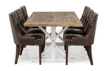 Lyon Förlängningsbar Matgrupp 200 cm med 6 Tuva Stol - Natur/Vit/Brun - Möbler - Bord & matgrupp - Matgrupp