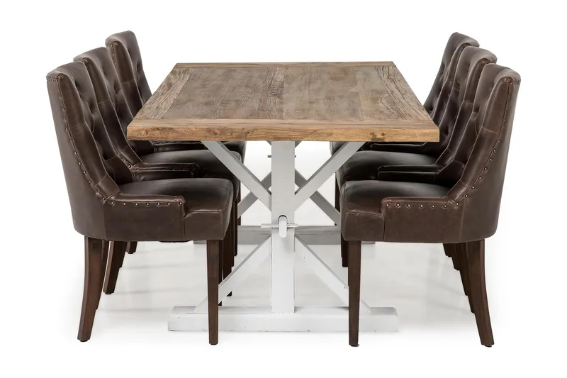 Lyon Förlängningsbar Matgrupp 200 cm med 6 Tuva Stol - Natur/Vit/Brun - Möbler - Bord & matgrupp - Matgrupp