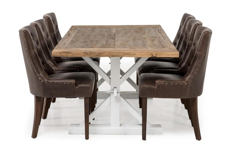 Lyon Förlängningsbar Matgrupp 200 cm med 6 Tuva Stol - Natur/Vit/Brun - Möbler - Bord & matgrupp - Matgrupp