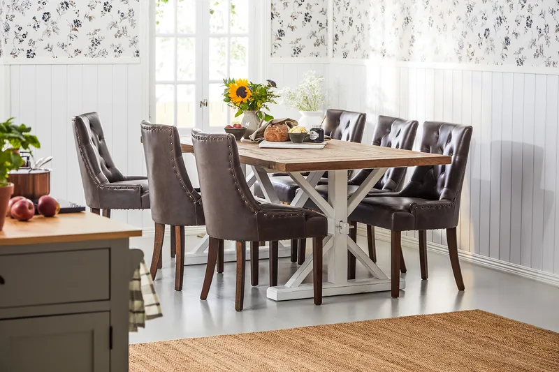 Lyon Förlängningsbar Matgrupp 200 cm med 6 Tuva Stol - Natur/Vit/Brun - Möbler - Bord & matgrupp - Matgrupp