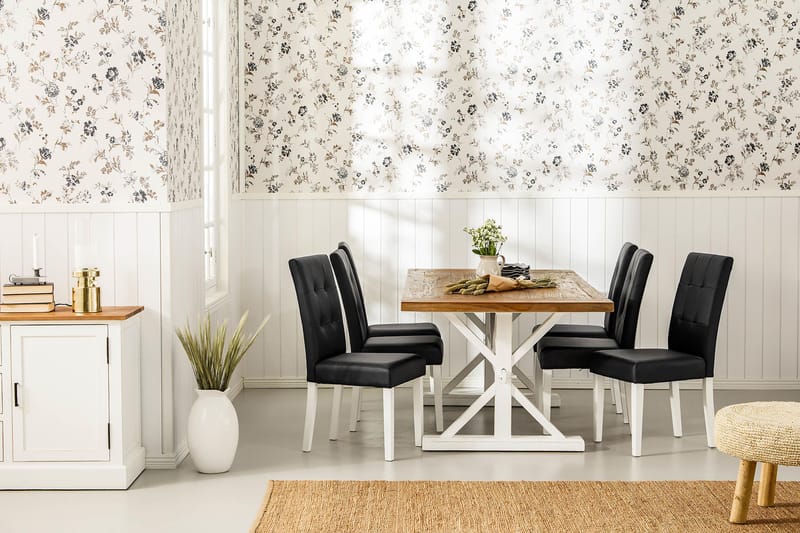 Lyon Förlängningsbar Matgrupp 200 cm med 6 Viktor Stol - Natur/Vit/Svart - Möbler - Bord & matgrupp - Matgrupp