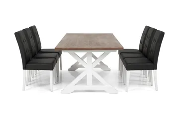 Lyon Förlängningsbar Matgrupp 200 cm med 6 Viktor Stol - Natur/Vit/Svart - Möbler - Bord & matgrupp - Matgrupp