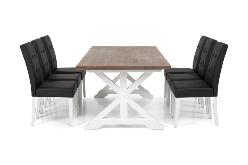 Lyon Förlängningsbar Matgrupp 200 cm med 6 Viktor Stol - Natur/Vit/Svart - Möbler - Bord & matgrupp - Matgrupp