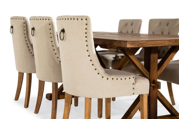 Lyon Förlängningsbar Matgrupp 200 cm med 6 Viktoria Fåtölj - Brunt Trä / Natur Beige - Möbler - Bord & matgrupp - Matgrupp