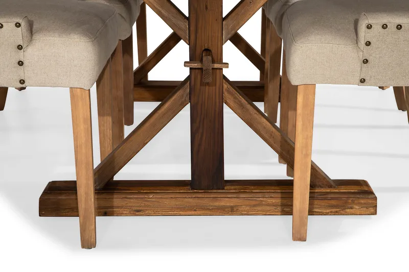 Lyon Förlängningsbar Matgrupp 200 cm med 6 Viktoria Fåtölj - Brunt Trä / Natur Beige - Möbler - Bord & matgrupp - Matgrupp