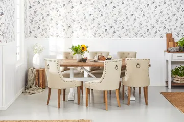 Lyon Förlängningsbar Matgrupp 200 cm med 6 Viktoria Stol Bloomington Natur/Vit/Beige Beige/White - Möbler - Bord & matgrupp - Matgrupp