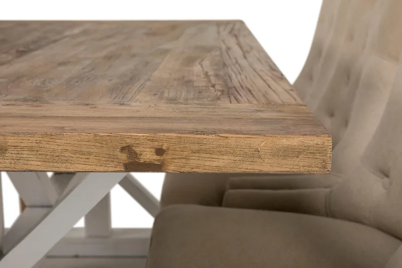 Lyon Förlängningsbar Matgrupp 200 cm med 6 Viktoria Stol Bloomington Natur/Vit/Beige Beige/White - Möbler - Bord & matgrupp - Matgrupp