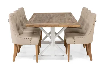 Lyon Förlängningsbar Matgrupp 200 cm med 6 Viktoria Stol Bloomington Natur/Vit/Beige Beige/White - Möbler - Bord & matgrupp - Matgrupp