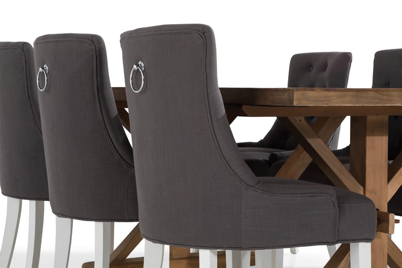 Lyon Förlängningsbar Matgrupp 200 cm med 6 Viktoria Stol - Natur/Grå/Vit - Möbler - Bord & matgrupp - Matgrupp