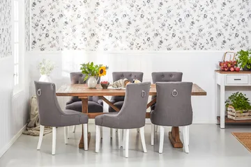 Lyon Förlängningsbar Matgrupp 200 cm med 6 Viktoria Stol - Natur/Grå/Vit - Möbler - Bord & matgrupp - Matgrupp