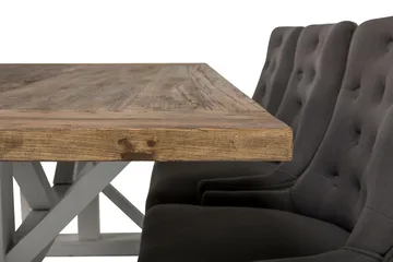 Lyon Förlängningsbar Matgrupp 200 cm med 6 Viktoria Stol - Natur/Vit/Grå - Möbler - Bord & matgrupp - Matgrupp