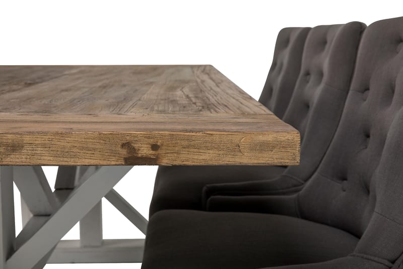 Lyon Förlängningsbar Matgrupp 200 cm med 6 Viktoria Stol - Natur/Vit/Grå - Möbler - Bord & matgrupp - Matgrupp