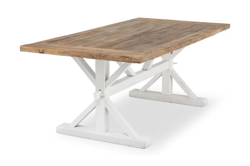 Lyon Förlängningsbar Matgrupp 200 cm med 6 Viktoria Stol - Natur/Vit/Grå - Möbler - Bord & matgrupp - Matgrupp