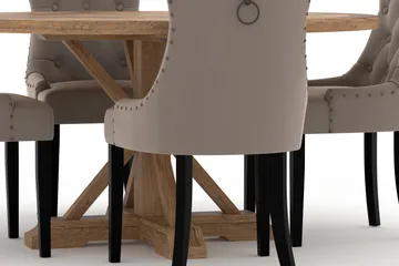 Lyon Matbord 150 cm Runt med 4st Viktoria Matstol - Brun - Möbler - Bord & matgrupp - Matgrupp