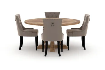Lyon Matbord 150 cm Runt med 4st Viktoria Matstol - Brun - Möbler - Bord & matgrupp - Matgrupp