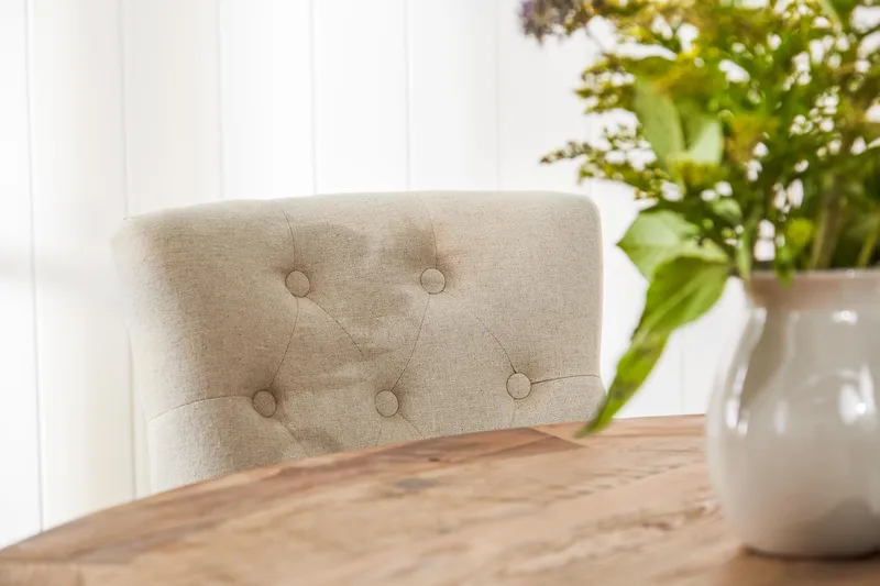 Lyon Matgrupp Ø150 cm Rund med 4 st Viktoria Stolar - Vintage Alm / Beige - Möbler - Bord & matgrupp - Matgrupp