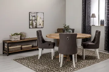 Lyon Matgrupp Ø150 cm Rund med 4 st Viktoria Stolar - Vintage Alm/Grå/Vit - Möbler - Bord & matgrupp - Matgrupp