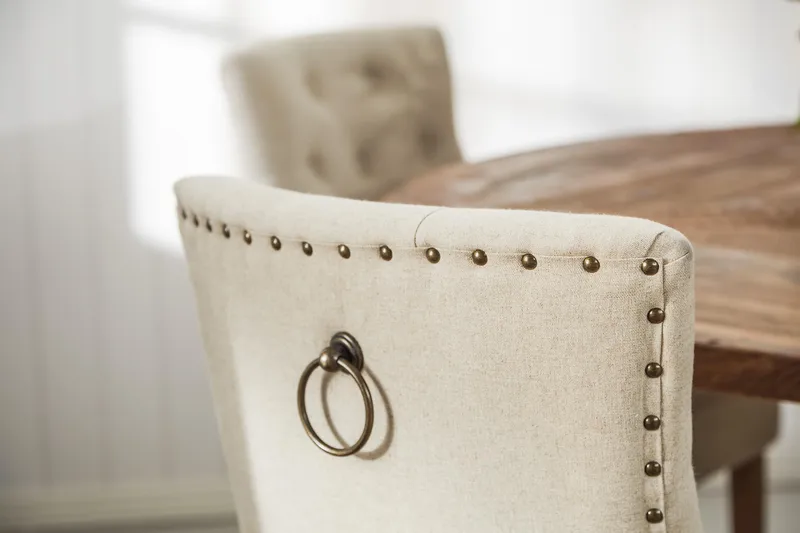 Lyon Matgrupp Ø150 cm Rund med 4 st Viktoria Stolar - Vintage Natur/Vit/Beige - Möbler - Bord & matgrupp - Matgrupp