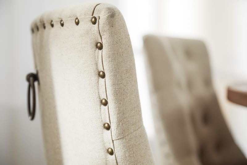 Lyon Matgrupp Ø150 cm Rund med 6 st Viktoria Stolar - Vintage Natur / Vit / Beige - Möbler - Bord & matgrupp - Matgrupp