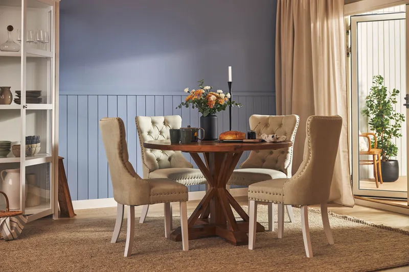 Lyon Matgrupp 120 cm Rund inkl 4 Bergviken Stolar - Brun - Möbler - Bord & matgrupp - Matgrupp