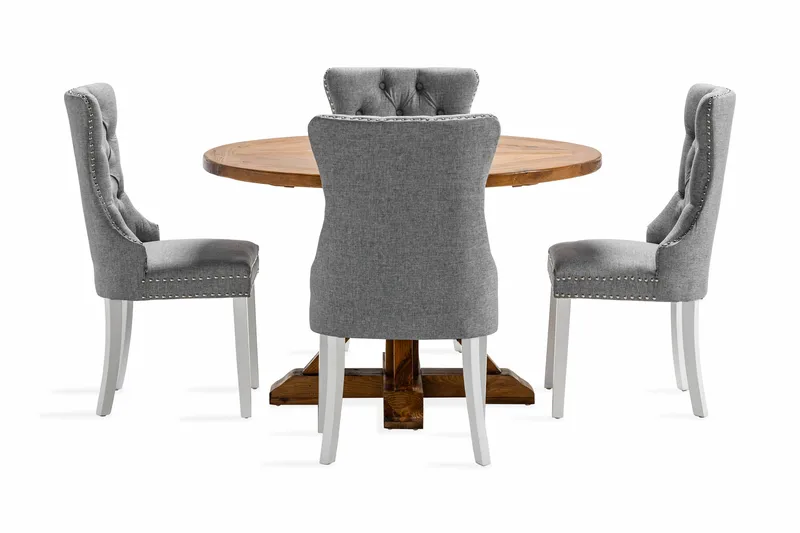 Lyon Matgrupp 120 cm Rund inkl 4 Bergviken Stolar - Brun - Möbler - Bord & matgrupp - Matgrupp