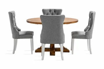 Lyon Matgrupp 120 cm Rund inkl 4 Bergviken Stolar - Brun - Möbler - Bord & matgrupp - Matgrupp