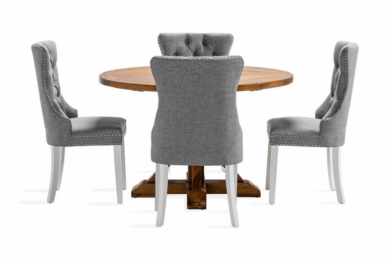 Lyon Matgrupp 120 cm Rund inkl 4 Bergviken Stolar - Brun - Möbler - Bord & matgrupp - Matgrupp