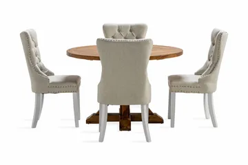 Lyon Matgrupp 120 cm Rund inkl 4 Bergviken Stolar - Brun - Möbler - Bord & matgrupp - Matgrupp