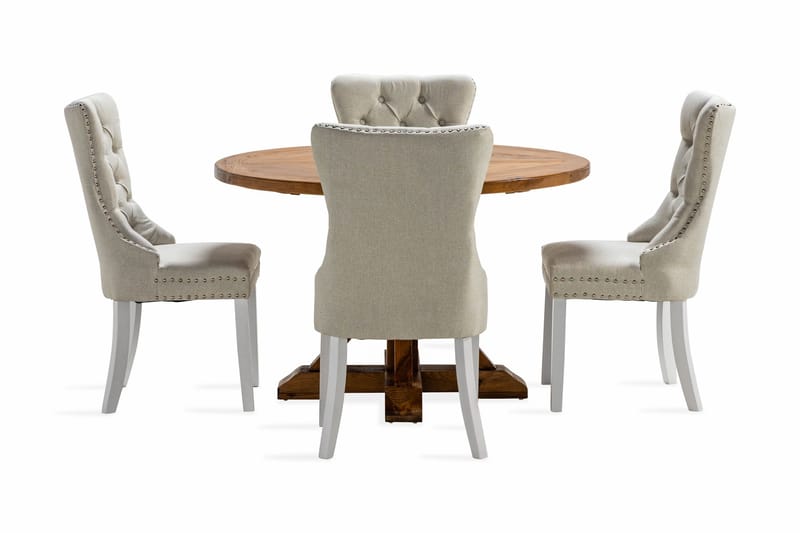 Lyon Matgrupp 120 cm Rund inkl 4 Bergviken Stolar - Brun - Möbler - Bord & matgrupp - Matgrupp