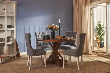 Lyon Matgrupp 120 cm Rund inkl 4 Bergviken Stolar - Brun - Möbler - Bord & matgrupp - Matgrupp