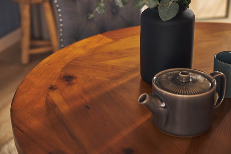 Lyon Matgrupp 120 cm Rund inkl 4 Bergviken Stolar - Brun/Vit - Möbler - Bord & matgrupp - Matgrupp