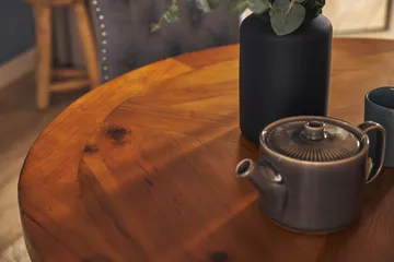 Lyon Matgrupp 120 cm Rund inkl 4 Bergviken Stolar - Brun/Vit - Möbler - Bord & matgrupp - Matgrupp