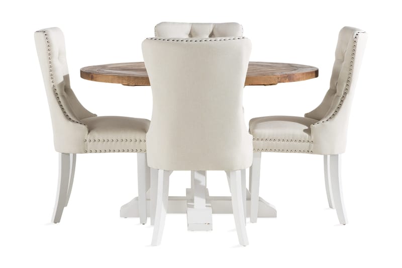 Lyon Matgrupp 120 cm Rund inkl 4 Bergviken Stolar - Brun/Vit - Möbler - Bord & matgrupp - Matgrupp