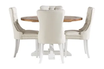 Lyon Matgrupp 120 cm Rund inkl 4 Bergviken Stolar - Brun/Vit - Möbler - Bord & matgrupp - Matgrupp