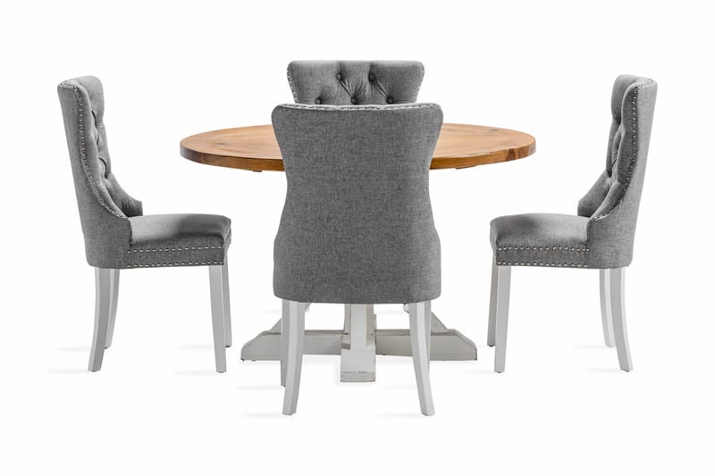 Lyon Matgrupp 120 cm Rund inkl 4 Bergviken Stolar - Brun/Vit - Möbler - Bord & matgrupp - Matgrupp
