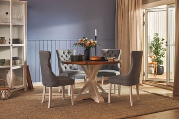 Lyon Matgrupp 120 cm Rund inkl 4 Bergviken Stolar - Brun/Vit - Möbler - Bord & matgrupp - Matgrupp