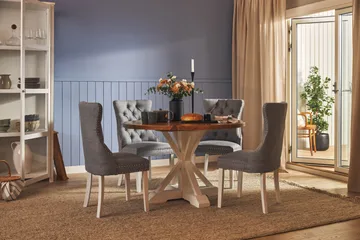 Lyon Matgrupp 120 cm Rund inkl 4 Bergviken Stolar - Brun/Vit - Möbler - Bord & matgrupp - Matgrupp