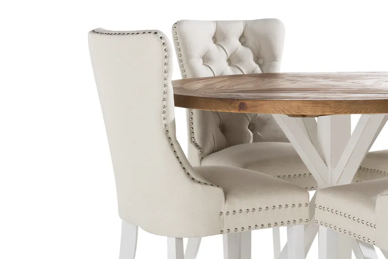 Lyon Matgrupp 120 cm Rund inkl 4 Bergviken Stolar - Brun/Vit - Möbler - Bord & matgrupp - Matgrupp