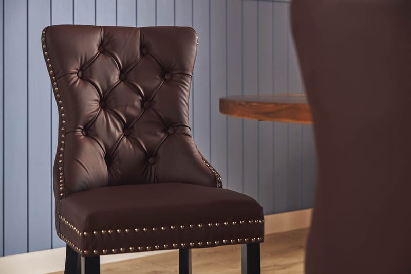 Lyon Matgrupp 120 cm Rund inkl 4 Bergviken Stolar Konstläder - Brun - Möbler - Bord & matgrupp - Matgrupp